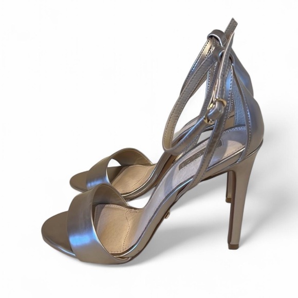 Topshop Pearly Gold Strappy Stiletto Heels Size 7.5 - Picture 5 of 9